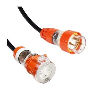 Products: Custom Cable: 32A 56 Series Fitted plug to socket, Extension Cord Black (6mm2)