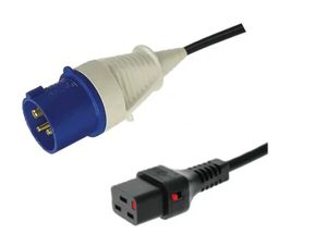Custom Cable: Fitted 16A CEEform (caravan) Plug to Moulded 16A C19-Lock Socket, &hellip;