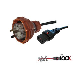 Products: Custom Cable: Fitted 56 Series 10A Flat Pin Plug to Moulded C13-Lock, Black (1mm2)