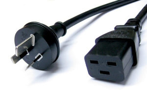 15A 3 pin to C19, Black