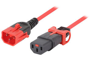 10A C14 IEC-Lock plug to 10A C13 IEC-Lock socket - Red