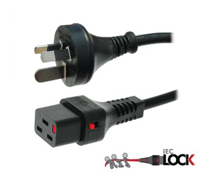 15A 3 pin to C19-Lock, Black