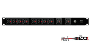 Power Strip 10 Outlets IEC-Lock C13 19in 1RU Horizontal Rack Mounted