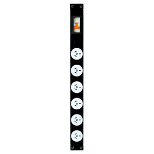 Power Strip 6 Outlets 3pin 0.5m Vertical Rack Mounted