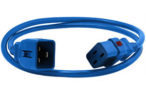 Dual Locking C20 to IEC C19 IEC Blue 1.5mm2 Power Cord