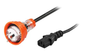 Products: Custom Cable: Fitted 56 Series 15A Flat Pin Plug to Moulded 10A C13, Black (1.5mm2)