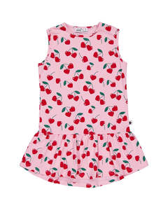 Summer Dresses Ss24: KR2304 CHERRIES SLEEVELESS FRILL DRESS