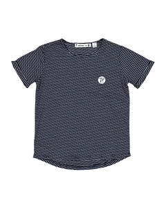 RT0900 NAVY TEE WITH BROKEN WHITE STRIPE
