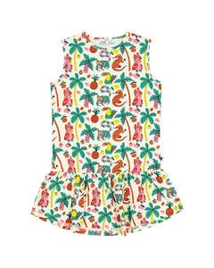 Summer Dresses Ss24: KR2539 TROPICAL JUNGLE SLEEVELESS FRILL DRESS