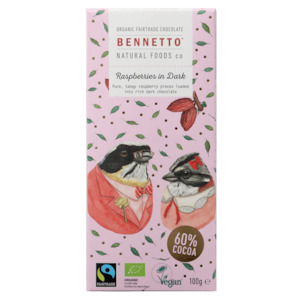 BENNETTOS RASPBERRIES IN DARK CHOCOLATE 100G