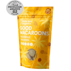 LITTLE BIRD ORGANICS GOOD MACAROONS - PASSIONFRUIT + MACADAMIA