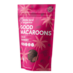 LITTLE BIRD ORGANICS GOOD MACAROONS - CACAO + RASPBERRY