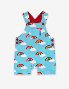 Toby Tiger - Short Dungarees - Turquoise Rainbow Print