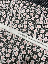 Yardage: Remnant Farmhouse Black & Cream Flowers - Fig Tree Quilts for Moda Fabrics
