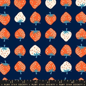 Ruby Star Society Fat Quarters: Strawberry Navy (FQ) - Strawberry Kimberly Kight Ruby Star Society