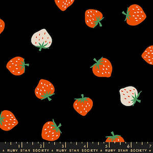 Ruby Star Society Fat Quarters: Strawberry Toss Black (FQ) - Strawberry Kimberly Kight Ruby Star Society