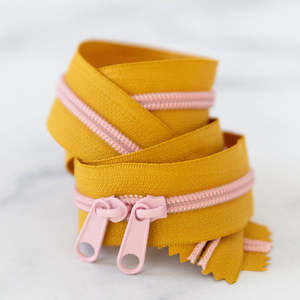 Zippers Bag Accessories: 30” Ochre Zipper - Pale Pink Coil & Pulls