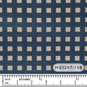 Happy Sweet Home Checks Dark Blue - Kei Fabrics Japan