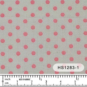 Happy Sweet Home White with Pink Dot - Kei Fabrics Japan