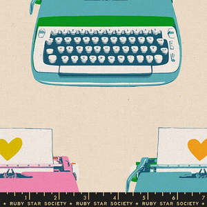 Ruby Star Society: Canvas Linen Typewriters Natural Best Day Ever - Melody Miller