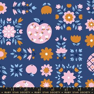 Ruby Star Society Fat Quarters: Calico Apples Bluebell (FQ)  - Kimberly Kight for Ruby Star Society