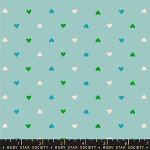 Ruby Star Society Fat Quarters: Hearts Turquoise Best Day Ever (FQ) - Melody Miller Ruby Star Society