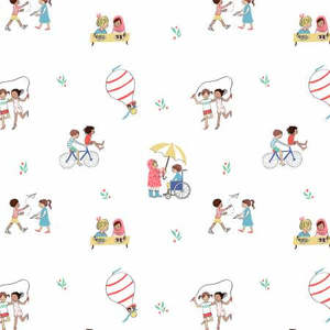 Remnants End Of Bolt And Sale Fabrics: Wonderful World - Be A Friend Soft White