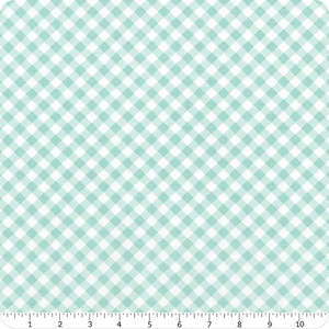 Whimsical Woodland Diagonal Gingham Aqua – Tasha Noel for Riley Blake Designs