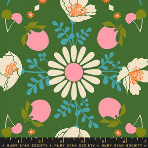 Ruby Star Society: Poppy Garden Sarah Green (FQ) - Juicy by Melody Miller Ruby Star Society Fabrics