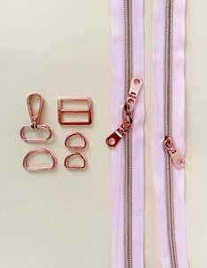 Zippers Bag Accessories: Backpack Hardware Kit – Rose Gold | Sewing Illustration SI-KIT06
