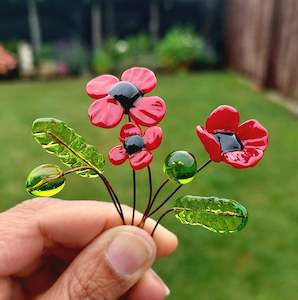 Glass Art: Glass Art - Anzac Red Poppy "Specialised" Bouquet