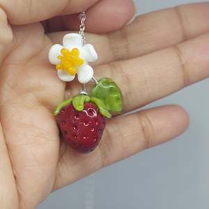 Glass Art: Glass Art - Large Strawberry Cluster Necklace