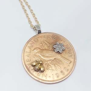 Bestseller! Re-minted One Penny Pendant with Tiny Embellishments