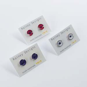 Under 50: Anzac enamel Poppy Studs (choose from three colours)