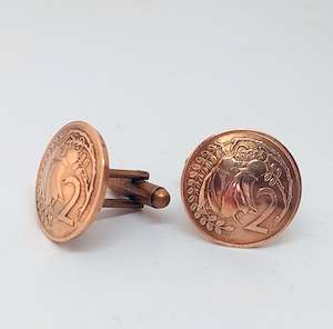Cufflinks: Re-minted: Copper two cent cufflinks
