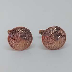 Cufflinks: Re-minted: Copper one cent cufflinks
