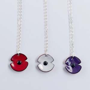 Anzac Range: Anzac Enamel Poppy Pendant - Small (choose from three colours)