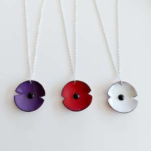 Anzac Enamel Poppy Pendant - Large (choose from three colours)