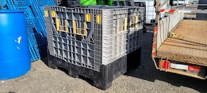 Products: PALLET BIN. FOLDING. 780 LITRE HDPE. ex food grade. NO LID. GREAT CONDITION - RainHarvest and Services