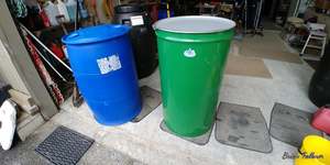 Products: STEEL DRUM. LIGHT DUTY. GREEN. CONICAL. 220 LITRE LID & CLAMP TYPE. FOOD GRADE. - RainHarvest and Services