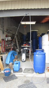 Products: WATER DRUM 200 L PRESSURISED WITH HOSE TAPS - RainHarvest and Services