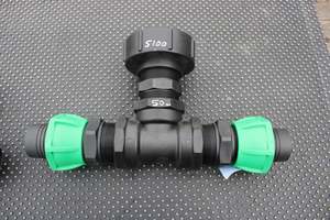 Products: S100 X 8 COARSE THREAD IBC ADAPTOR WITH 50MM T JUNCTION HOSE CONNECTOR - RainHarvest and Services