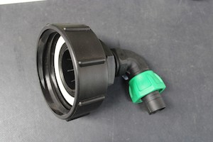 Products: S100 X 8 COARSE IBC THREAD WITH 25MM BEND HOSE CONNECTOR - RainHarvest and Services