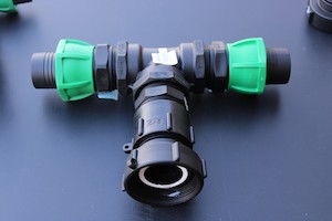 Products: BSP80 IBC ADAPTER WITH 50mm T JUNCTION HOSE CONNECTOR - RainHarvest and Services