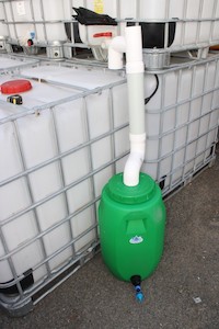 Products: FIRST FLUSH SMALL TANK DOWNPIPE DIVERTER. 50 LITRE. IDEAL FOR IBC's - RainHarvest and Services