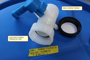 Products: IBC TANK replacement VALVE. S60 X 6 / 2 INCH COARSE THREAD. HAS NW50 END THREAD - RainHarvest and Services