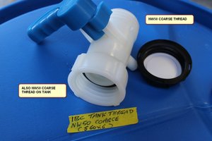 Products: IBC TANK replacement VALVE. S60 X 6 / 2 INCH COARSE THREAD. HAS NW50 END THREAD - RainHarvest and Services