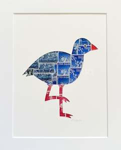 Kiwiana: Pukeko, 8x10 inches (small with border)