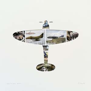 Spitfire Mk1 - NZ stamps, 8x8 inches