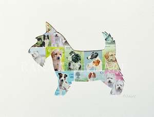 Animals: Scottie Dog - multicoloured, 6x8 inches